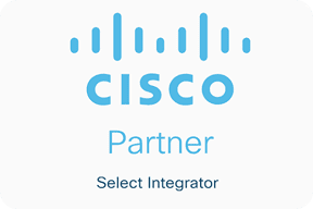 white circle with the words 'partner select integrator